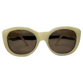 Linda Farrow x Dries Van Noten zonnebril met vierkant montuur in cr&egrave;mekleurig acetaat