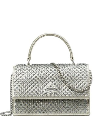 Tory Burch mini Kira embellished shoulder bag - women - Cotton/Viscose - One Size - Silver