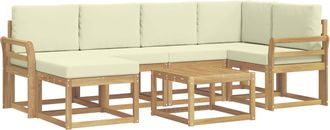 vidaXL Conjunto De Sof&aacute;s De Exterior 7 Uds. Blanco Y Crema Vidaxl