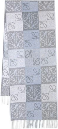 Loewe Anagram-jacquard wool-blend scarf - unisex - Wool/Cashmere - One Size - Blue