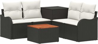 vidaXL Juego De Sof&aacute; 6 Uds. Negro Y Blanco Crema Vidaxl