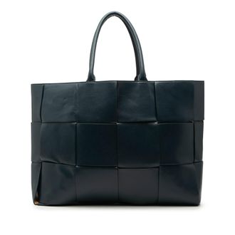 Bottega Veneta Blue Large Leather Intrecciato The Arco Tote