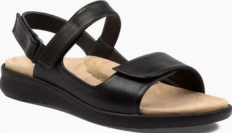Ziera Womens Benji Wide Sandals In Black/ Black Sole Leather