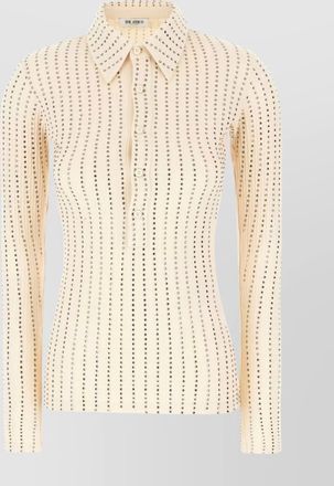 The Attico ribbed texture studded long sleeves polo shirt