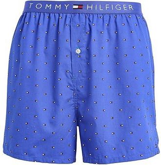 Tommy Hilfiger Woven Boxer 1-Pack Mens Underwear Dazzling Blue Micro Flag : 2XL, Cotton