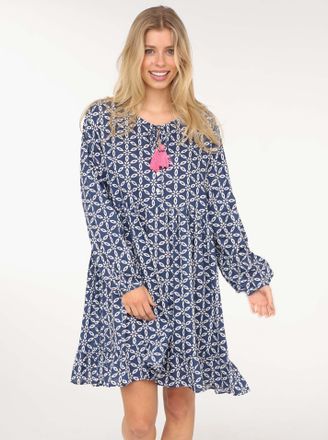 Zwillingsherz Sommerkleid ZWILLINGSHERZ Stargazing, Damen, Gr. SM (S/M), N-Gr, blau (marine), Obermaterial: 100% Viskose, gemustert, Rundhals, Kleider Sommerkleid, 