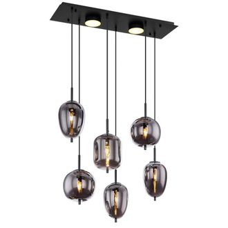 Netlighting Blacky Cluster Pendant Matt Black Smoke Glass Shade 6x E14