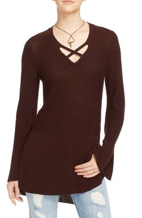 Free People Crisscross Sweater in Chocolate at Nordstrom, Size Large