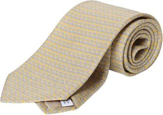 Ferragamo Mens Gancini Micro-Print Silk Tie