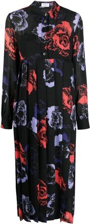 Ferragamo floral-print midi dress - women - Acetate/Silk/Polyamide/Virgin Wool - 40 - Black