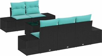 vidaXL Conjunto De Sof&aacute; De Jard&iacute;n 6 Uds. Negro Rat&aacute;n Sint&eacute;tico Vidaxl
