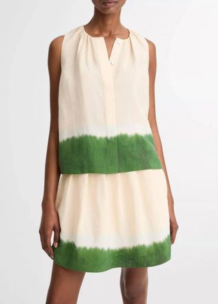 Vince Dip-Dye Sleeveless A-Line Top In Porcelain/herb