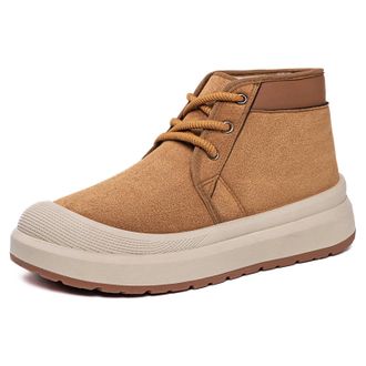 Generic Mens Snow Boots Winter Ankle Boots With Fur Lining Thick Sole Outdoor Walking Shoes For Hiking Winter Sneakers(Brown1,7.5)