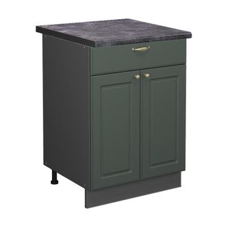 Vicco Mueble Bajo De Cocina Fame-line, Verde Dorado Casa De Campo, 60 Cm Con Caj&oacute;n, Et Antracita Vicco