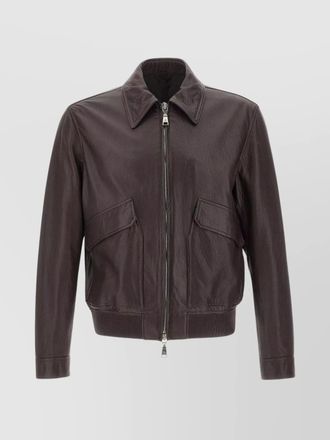 Tagliatore leather jacket with collared design and front pockets