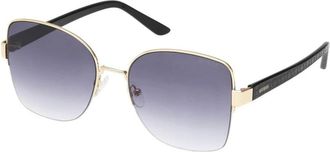 Guess Sunglasses, female, Yellow, Size: ONE SIZE Geometric Semi-Rimless Metal Sunglasses