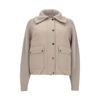 Brunello Cucinelli Dames, Jassen, Beige, Maat: S Leer