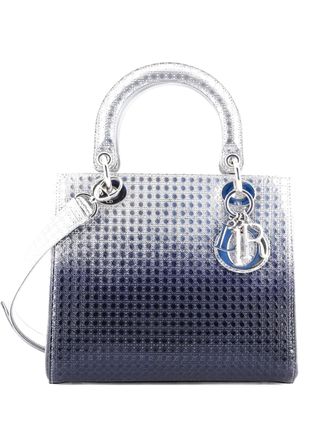Dior Lady Dior Bag Micro Cannage Ombre Metallic Calfskin Medium satchel - Blauw