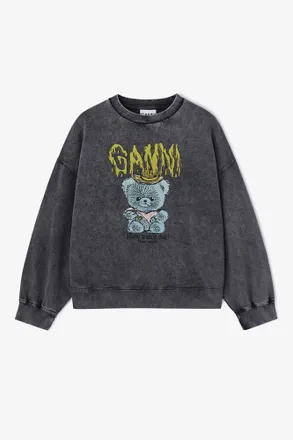 Ganni Black Vintage Wash Sweatshirt - Size XXS Organic Cotton