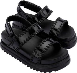 Melissa Dune Quarter Strap Platform Sandal in Black at Nordstrom, Size 10