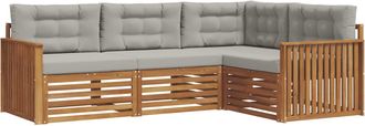 vidaXL Conjunto De Sof&aacute;s De Exterior 4 Uds. Gris Natural Y Claro Vidaxl