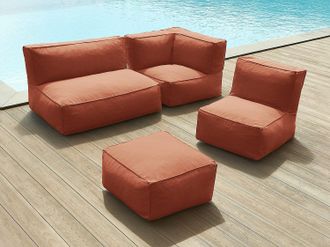 Vente-Unique Salotto da giardino in Tessuto 5 posti: 1 divano, 1 poltrona, 1 angolo e 1 pouf Terracotta - NOUMARA di MYLIA