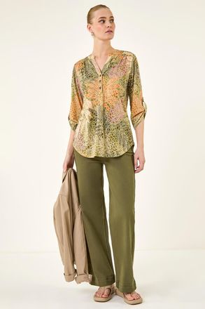 Roman Leaf Print Burnout Shirt