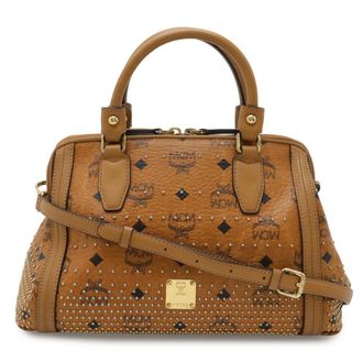 MCM Logo Handbag Mini Boston 2WAY PVC Leather