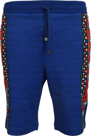 Dolce & Gabbana Blue Cotton Printed Bermuda Trousers Mens Shorts