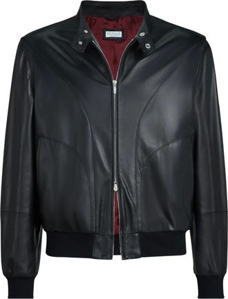 Brunello Cucinelli Leren jack - Zwart