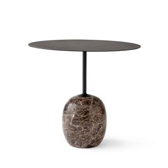 &tradition Lato Beistelltisch oval 40 x 50 cm, H 45 cm, warm black / emparador Marmor