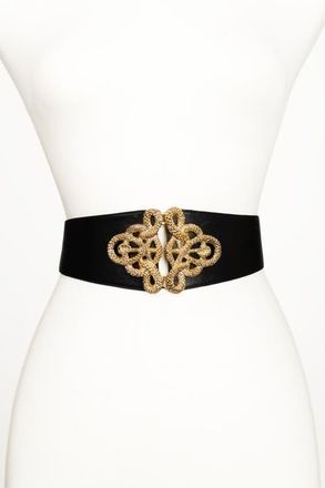 Raina Christian Corset Leather Belt in Black at Nordstrom, Size Medium