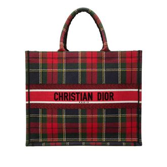 Dior Pre-owned Dior Large Embroidered Canvas Tartan Check Book Tote Ladies ZAS6LIPXT05PICVE