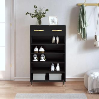 vidaXL Zapatero Madera De Ingenier&iacute;a Negro 60x35x105 Cm Vidaxl