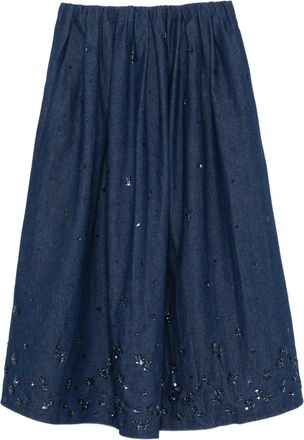 Maje sequin embellished A-line skirt - women - Cotton - 38 - Blue
