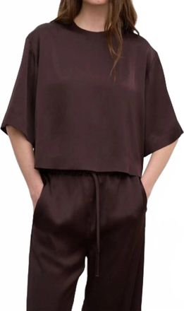 House of Dagmar Woven Fluid T Shirt In Chocolate Brown