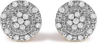 House of Brilliance 10K Yellow Gold 1/7 Cttw Diamond Beaded Halo Stud Earrings