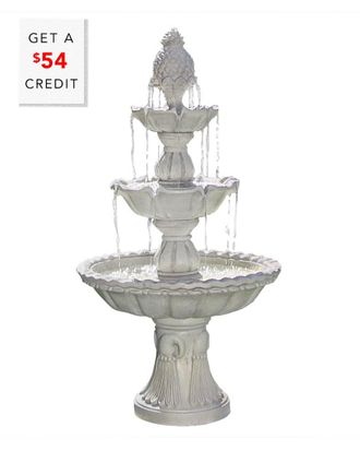 Sunnydaze 3-Tier Welcome Outdoor Water Fountain Backyard Patio Feature With $54 Credit