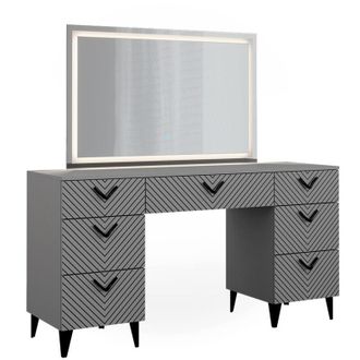 Vicco Tocador Anett, Gris, 150 Cm Con Espejo Led Vicco
