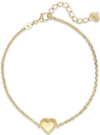 Devata Sweet Heart Charm Chain Bracelet in 14K Gold in Yellow Gold at Nordstrom, Size 7.5
