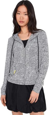 Jamie Sadock Ocelot Front Zip Hoodie Womens Clothing Grey : XS, Polyester/Spandex