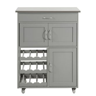 SoBuy Carrito de cocina con 3 puertas y 1 caj&oacute;n mdf gris claro