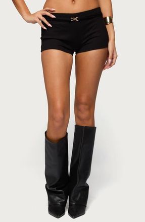 Edikted Mischa Belted Micro Shorts in Black at Nordstrom, Size X-Small