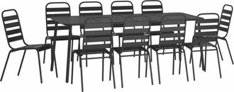 vidaXL Juego De Comedor De Jard&iacute;n 11 Piezas Acero Gris Antracita Vidaxl