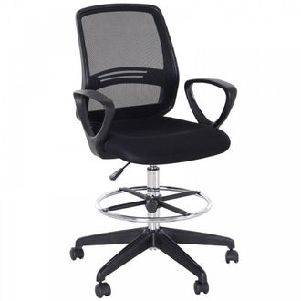 Vinsetto Tall Ergonomic Mesh Back Chair for Office Desk with Adjustable Height Footrest and 360 Swivel - Black | TJ Hughes