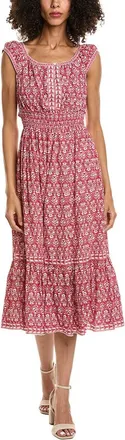 Max Studio Cap Sleeve Tiered Midi Dress