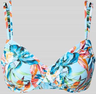 Venice Beach Bikini-Oberteil mit floralem Allover-Print Modell Caru in Hellblau, Größe 38C