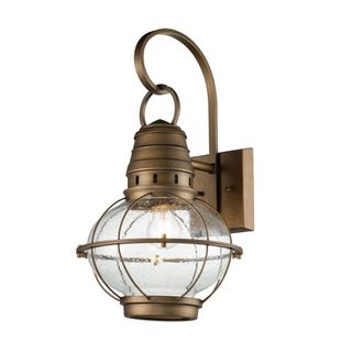 Elstead Lighting Aplique exterior,IP44, aluminio y vidrio, Lat&oacute;n natural H 51cm
