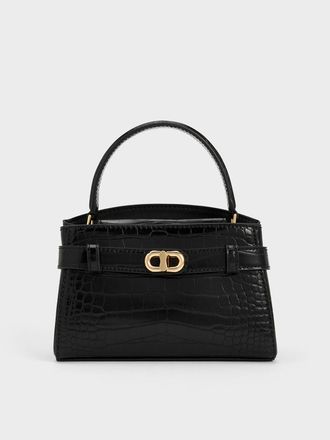 Charles & Keith Aubrielle Croc-Effect Top Handle Bag
