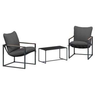 vidaXL Conjunto De Sof&aacute;s De Jard&iacute;n 3 Pcs Negro Y Antracita Acero Vidaxl